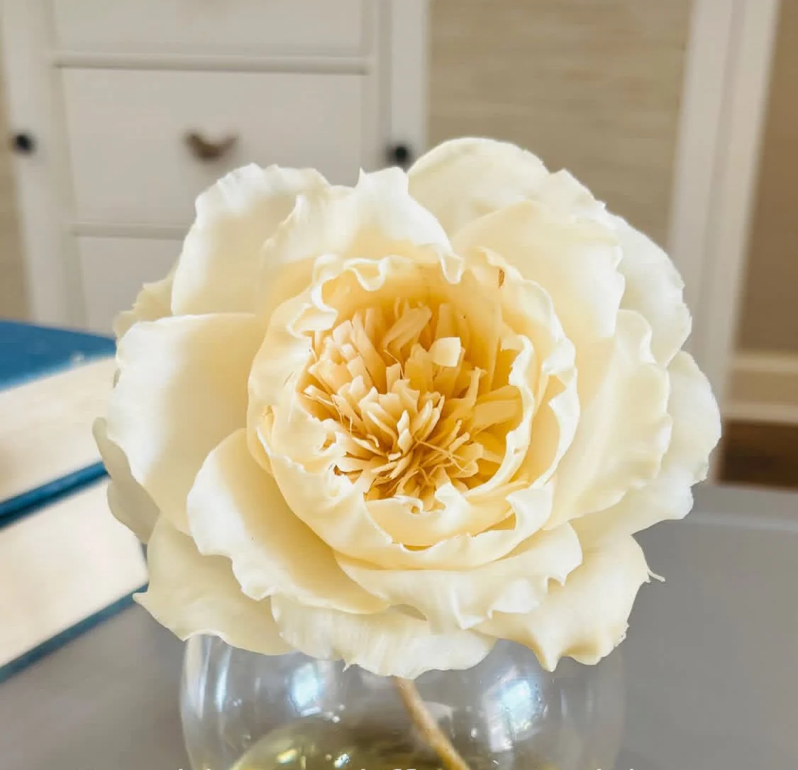 Paper flower oil diffuser with glass bubble vase. SINGLE BLOOM. “Y’all” scent. - Image 2