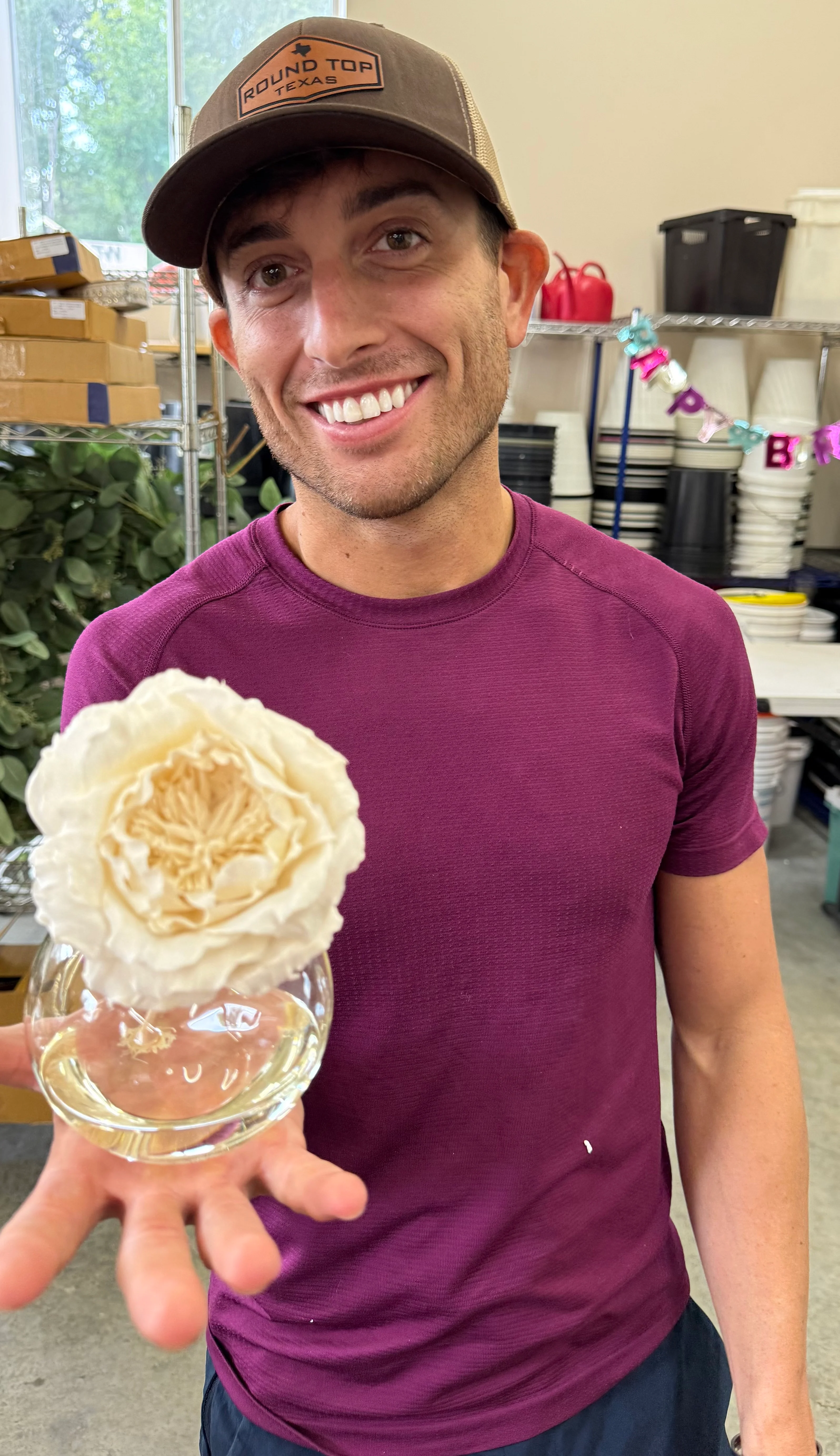 Paper flower oil diffuser with glass bubble vase. SINGLE BLOOM. “Y’all” scent. - Image 4